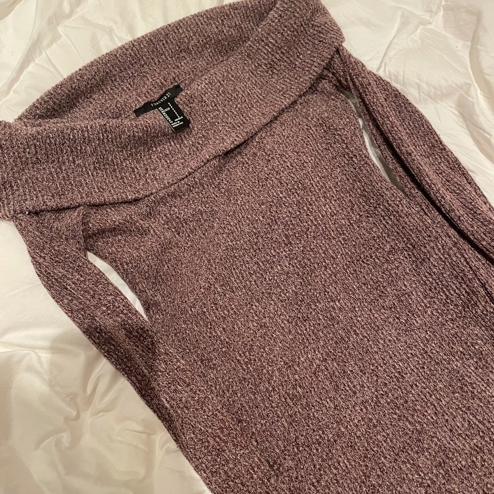 Purple off the shoulder sweater bodysuit